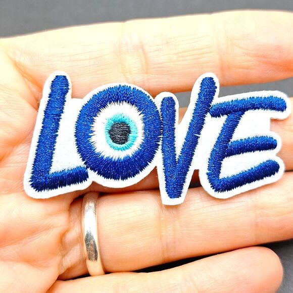 LOVE Evil eye protection iron on sewing patch accessory - Picture 2 of 4
